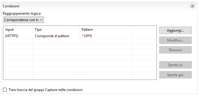 IIS reindirizzamento da HTTP a HTTPS: condizione